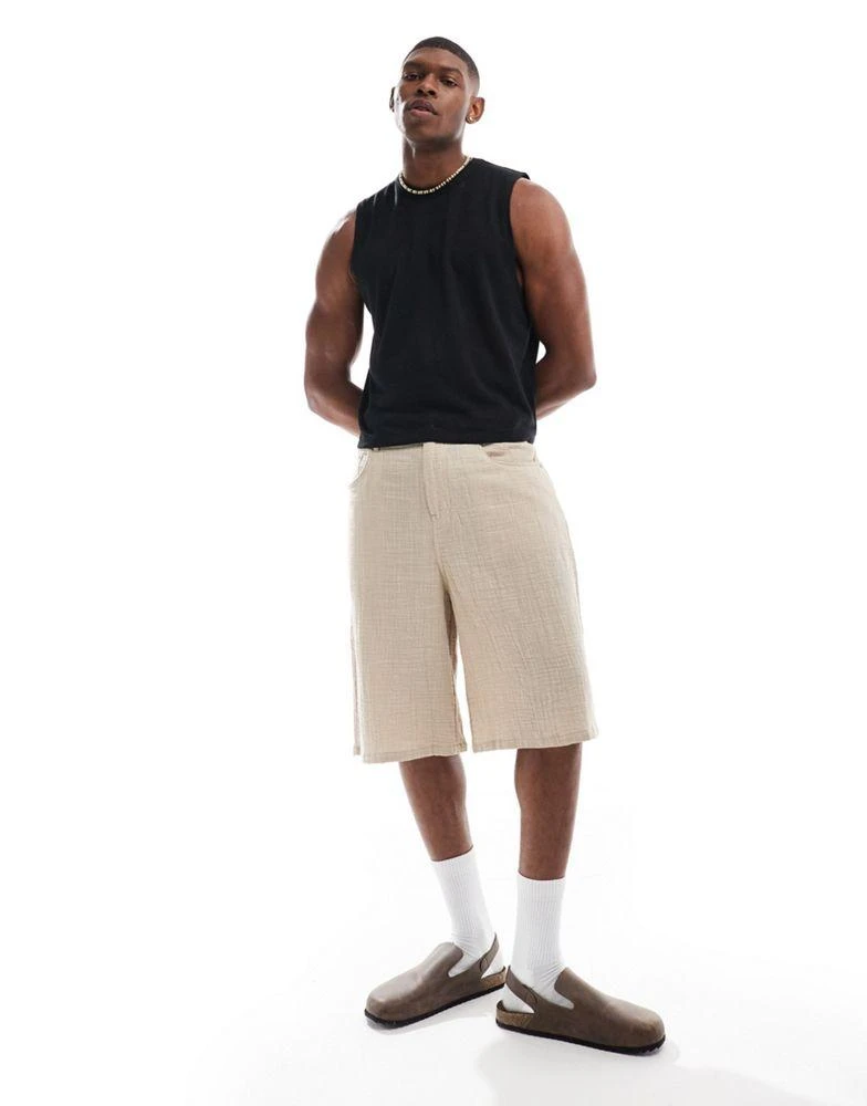 ASOS ASOS DESIGN linen look boxy vest in black 4