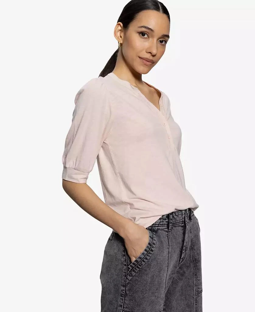 Sanctuary Women's Mixed-Media Button-Front Tee 8