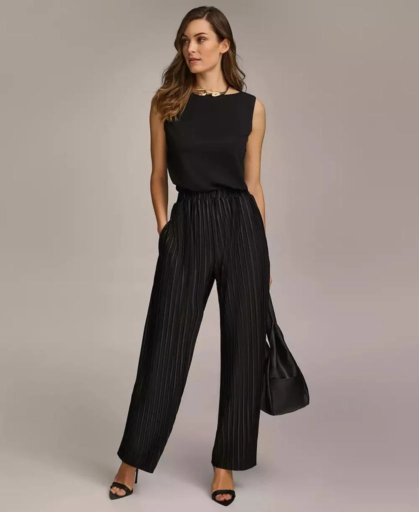 Donna Karan Women's Pull-On Pleated Wide Leg Pants 4