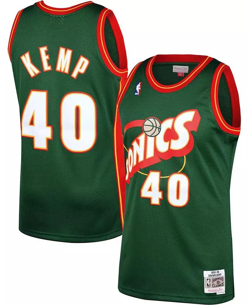 Mitchell and Ness Men's Shawn Kemp Green Seattle Supersonics 1995-96 Hardwood Classics Swingman Jersey 1