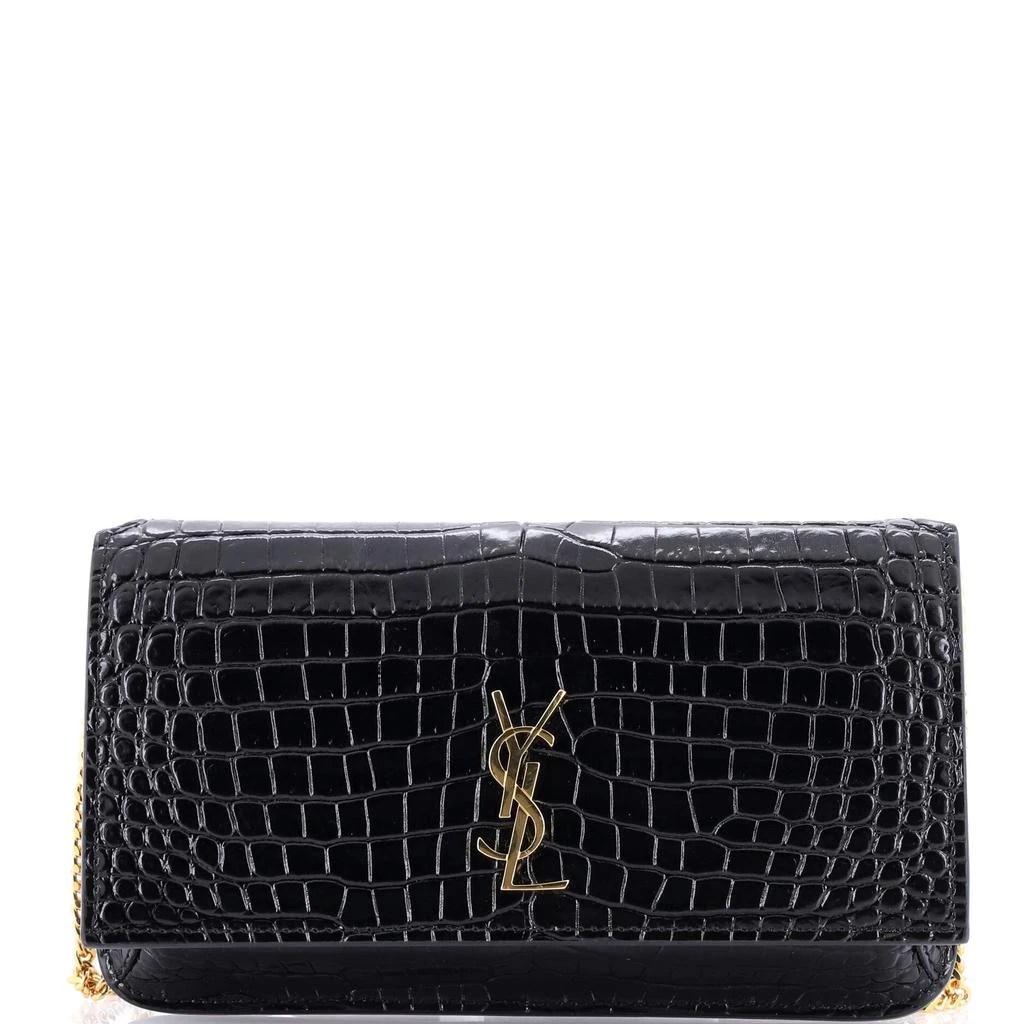 Yves Saint Laurent Classic Monogram Phone Holder Shoulder Bag Crocodile Embossed Leather 1