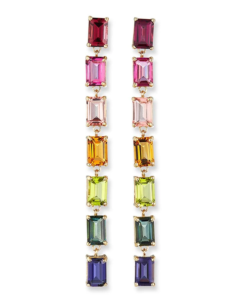 Suzanne Kalan 14K Yellow Gold Rainbow Emerald-Cut Dangle Earrings 1