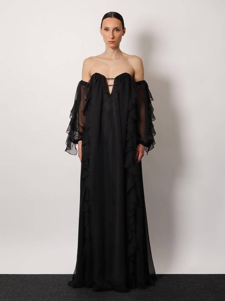 ACTUALEE Long dress with bustier and rouches