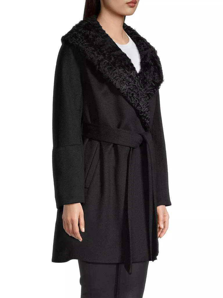 Sofia Cashmere Shearling Collar Belted Coat 4