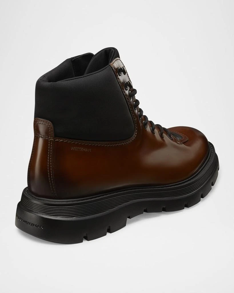 Stuart Weitzman Men's Adam Leather and Neoprene Combat Boots 3