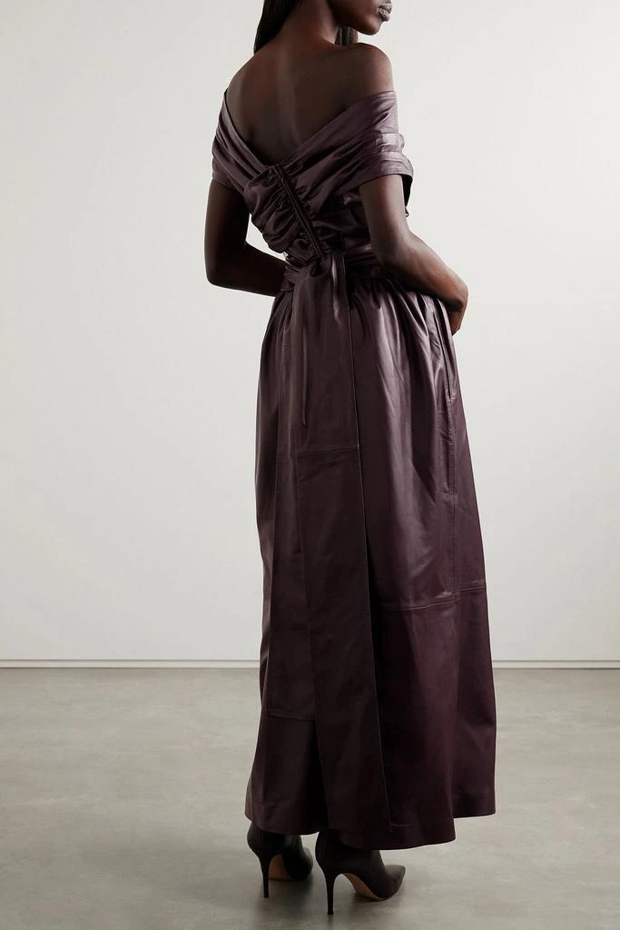 Altuzarra Corfu off-the-shoulder gathered leather midi dress 3