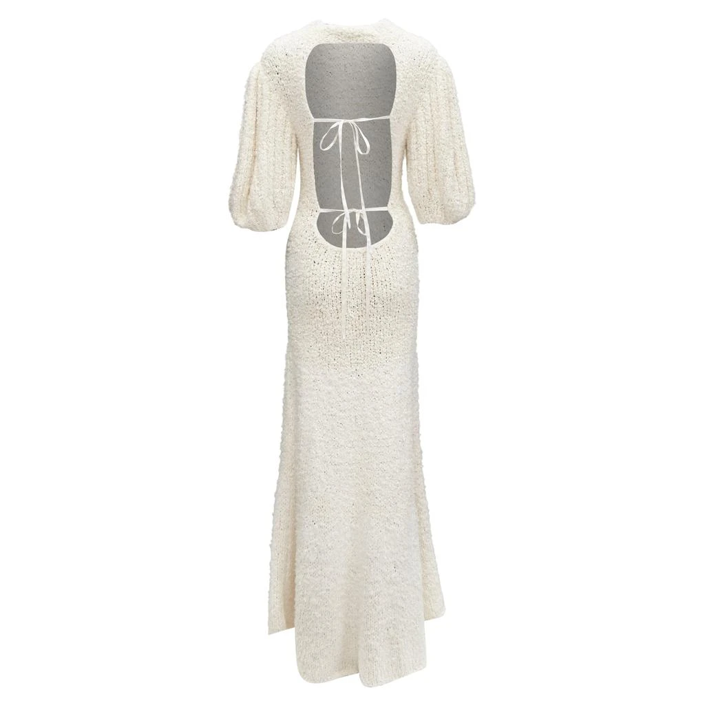 CECILIE BAHNSEN Latifa Silk Knitted Backless Puff Sleeves Dress 1