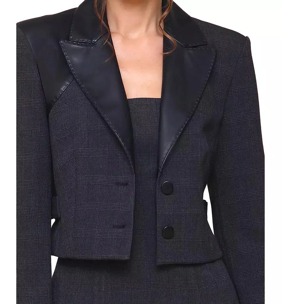 Avec Les Filles Women's Faux-Leather-Trim Cropped Jacket 3
