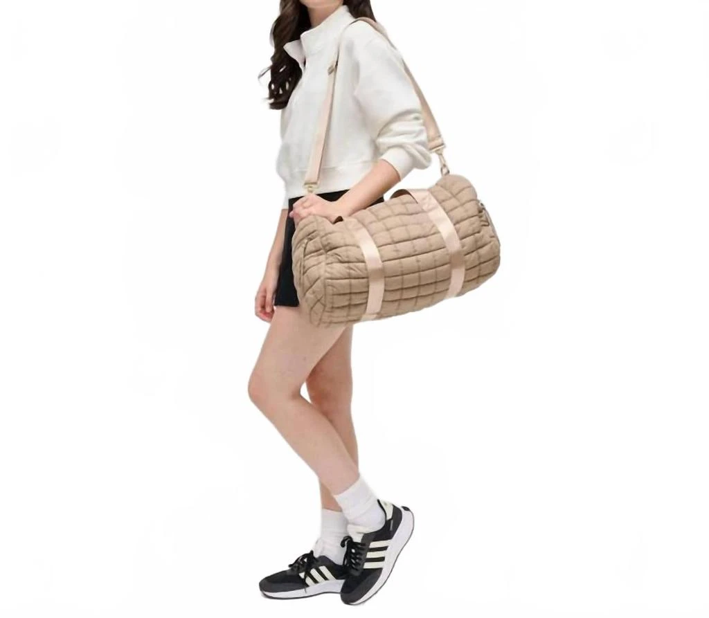 Urban Expressions Women's Quilted Puffer Duffel Bag In Beige 3
