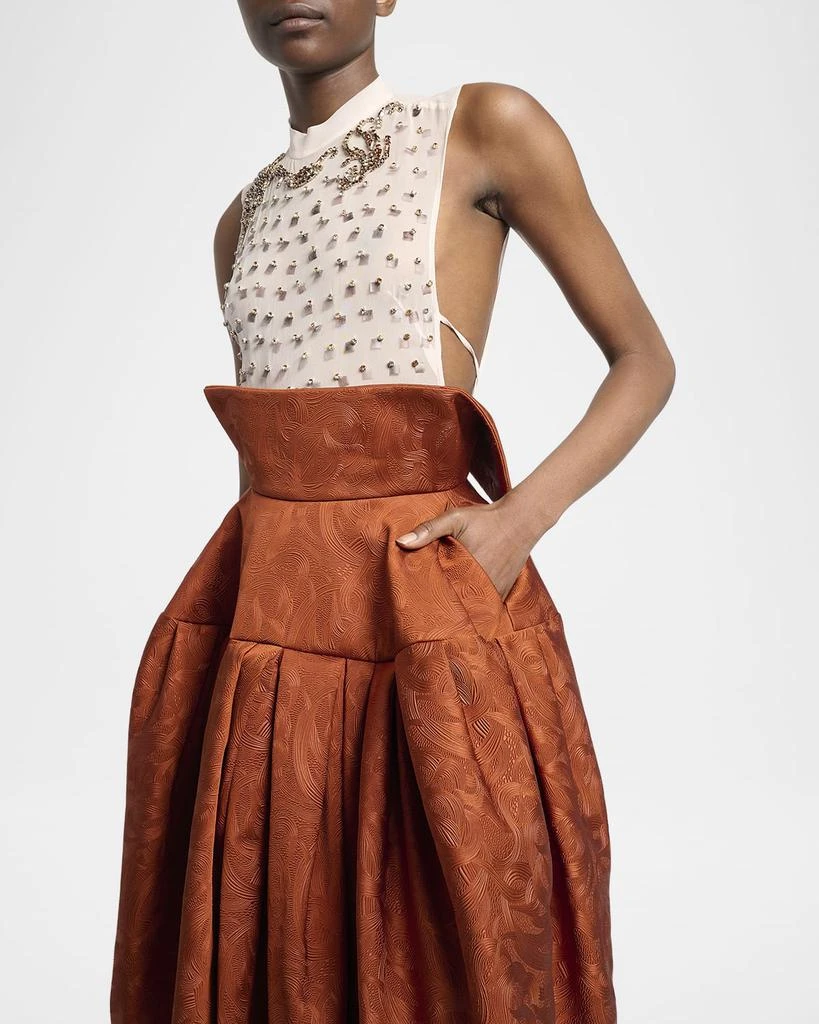 Dries Van Noten Saffy Foldover Waist Jacquard Circle Skirt 5