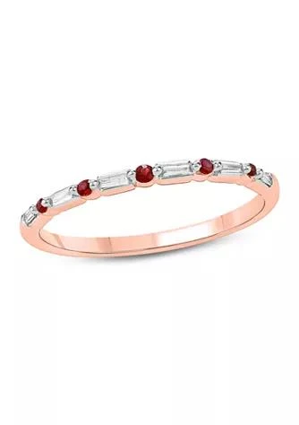 Belk
Co. 1/10 ct. t.w. Ruby and 0.06 ct. t.w. White Diamond Band Ring in 14K Rose Gold