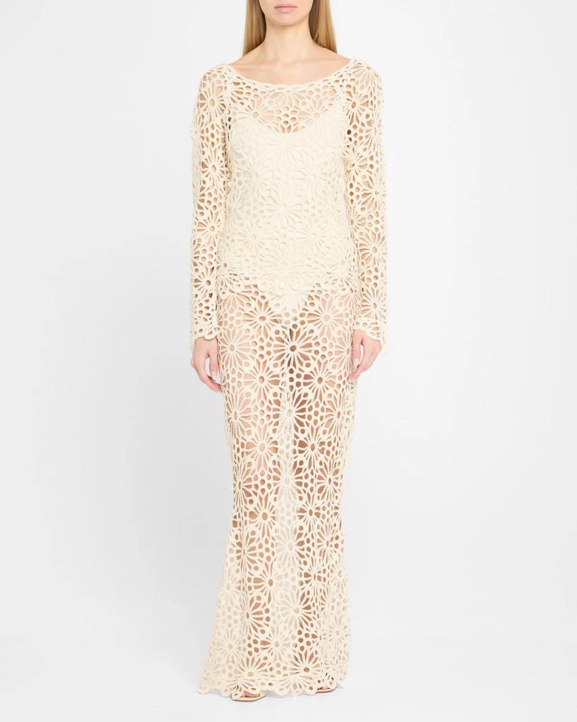 Norma Kamali Obie Floral Crochet Maxi Skirt 2