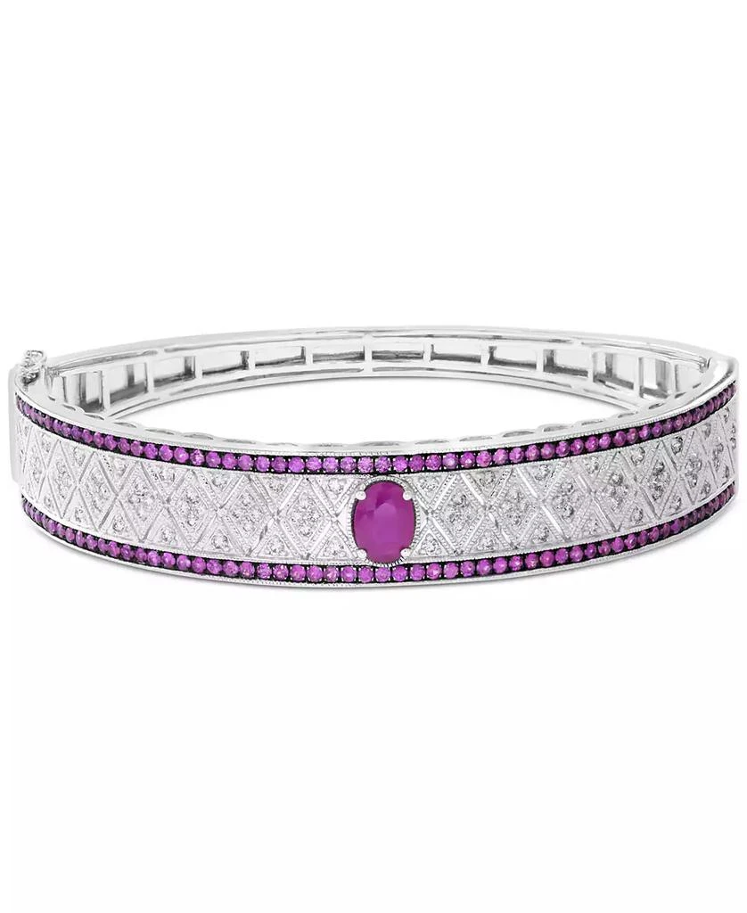 Effy EFFY® Ruby (1-7/8 ct. t.w.) & Diamond (1 ct. t.w.) Filigree Bangle Bracelet in Sterling Silver 1