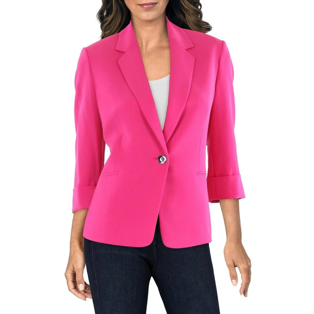 Kasper Petites Womens Collar Manmade One-Button Blazer 1
