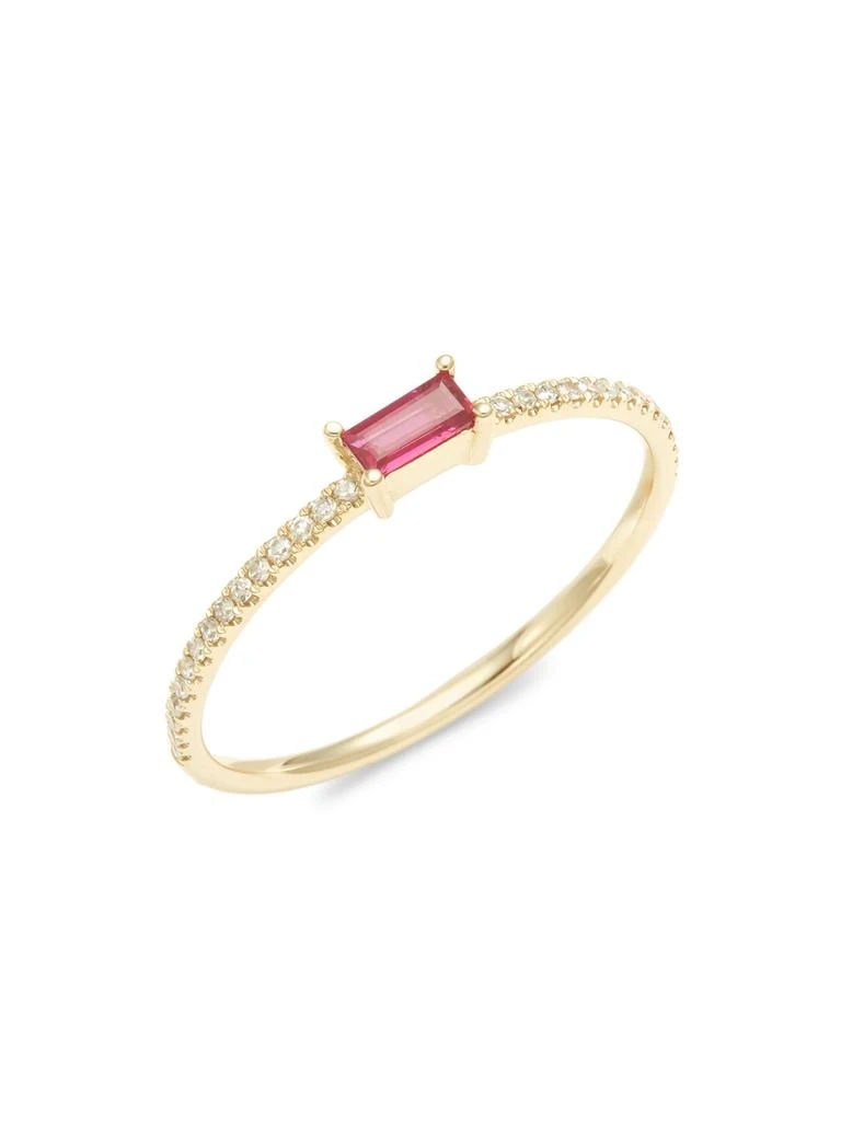 Saks Fifth Avenue 14K Yellow Gold, Ruby 
0.08 TCW Diamond Ring/Size 7