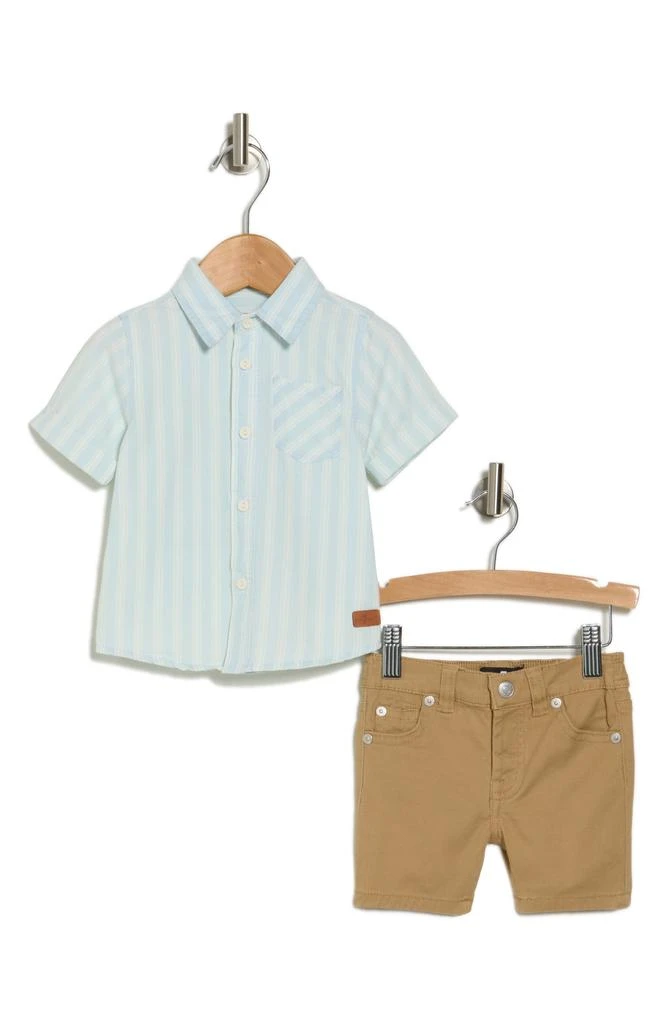 7 For All Mankind Short Sleeve Shirt & Twill Shorts Set 1