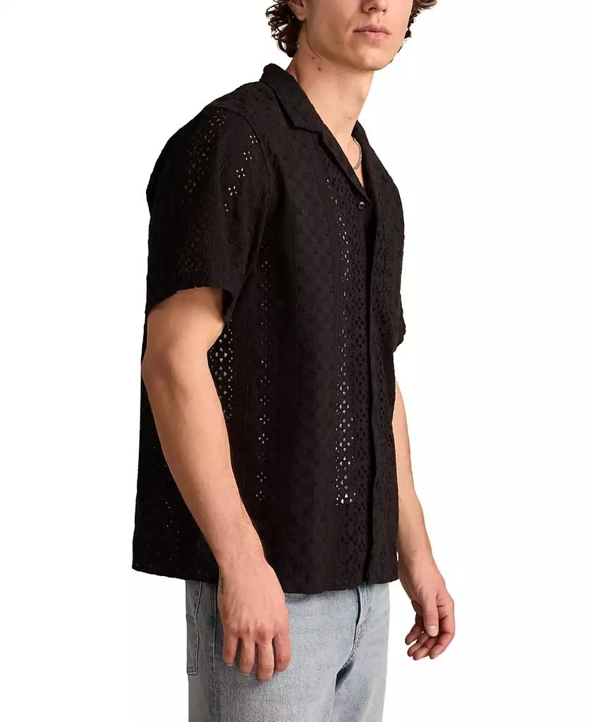Lucky Brand Men's Short Sleeve Eyelet Camp Collar Shirt 3