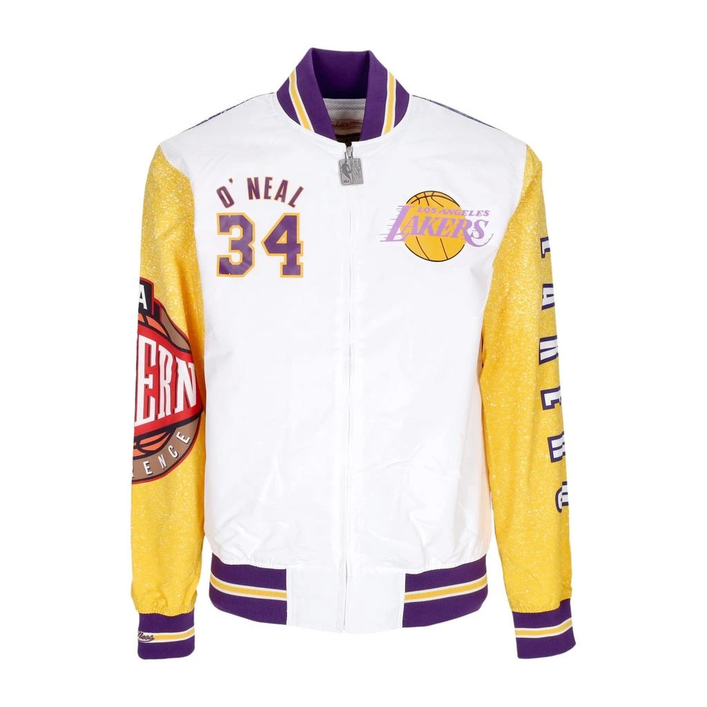 Mitchell Ness Men's Bomber Jacket NBA Burst Warm Up Jacket No 34 Shaquille O'neal Loslak 1
