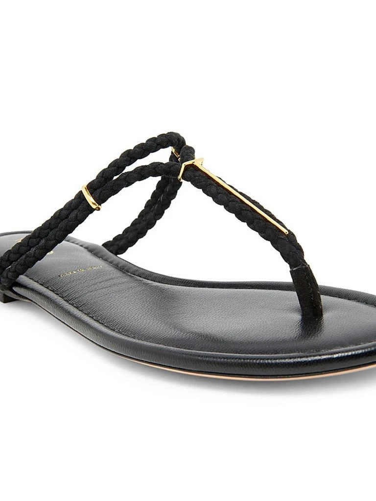 Tom Ford Lily Woven Suede T-Strap Sandals 5