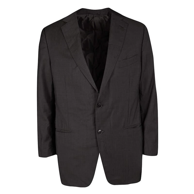 Zegna Ermenegildo Zegna Brown Self Striped Micronsphere Wool Custom Made Blazer XL 1