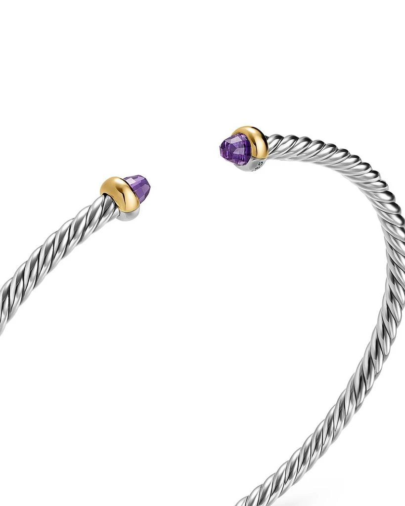 David Yurman Micro Cable Flex® Bracelet in Sterling Silver with 14K Yellow Gold and Amethyst, 2.6mm 4