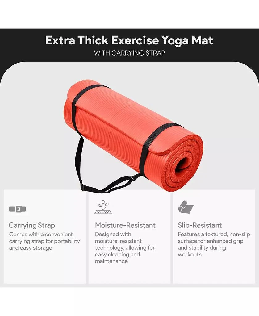 BalanceFrom Fitness GoCloud 1" Extra Thick Exercise Mat w/Carrying Strap, Red 4