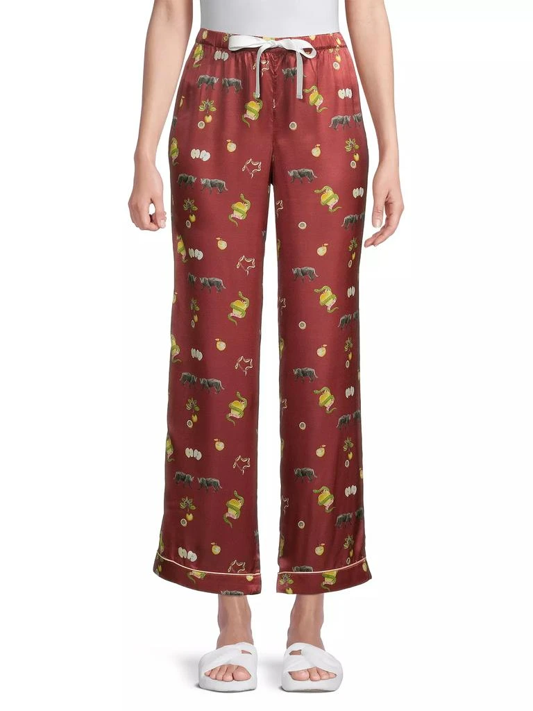 MORGAN LANE Chantal Printed Satin Drawstring Pants 3