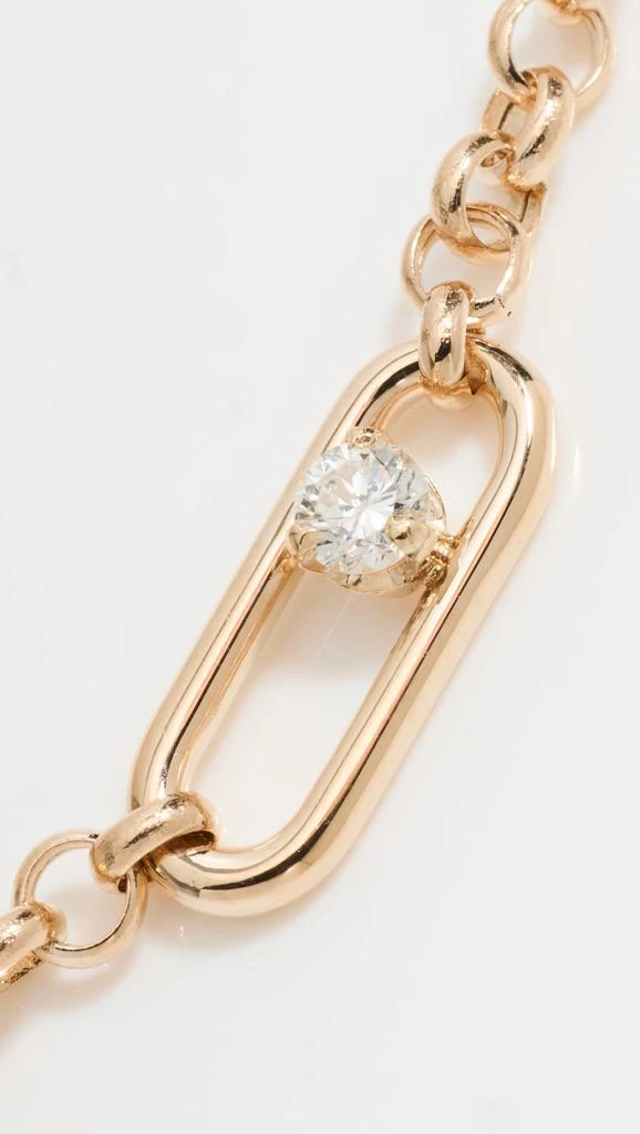 Zoe Chicco 14k Gold Rolo Chain Bracelet with Large Paperclip Link with Diamond 4