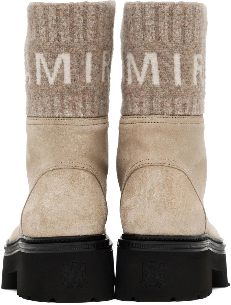 AMIRI Tan Knit Logo Collar Combat Boots 2
