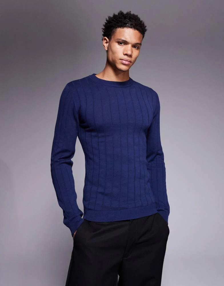 Navy Asos Knitted Sweater ASOS Asos Chunky Cable Knit Sweater In