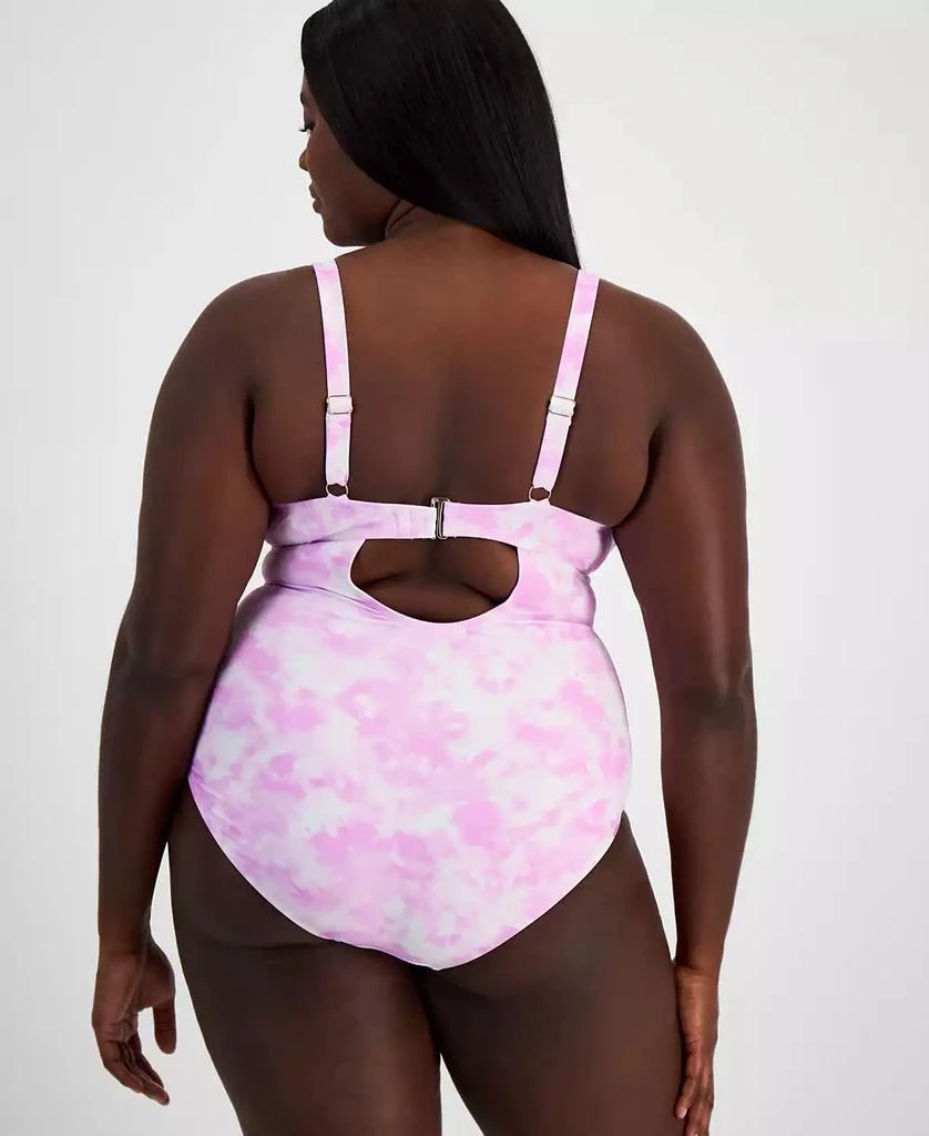 California Waves Trendy Plus Size Tie-Dye Cutout One-Piece Swimsuit, Created for Macy's 2