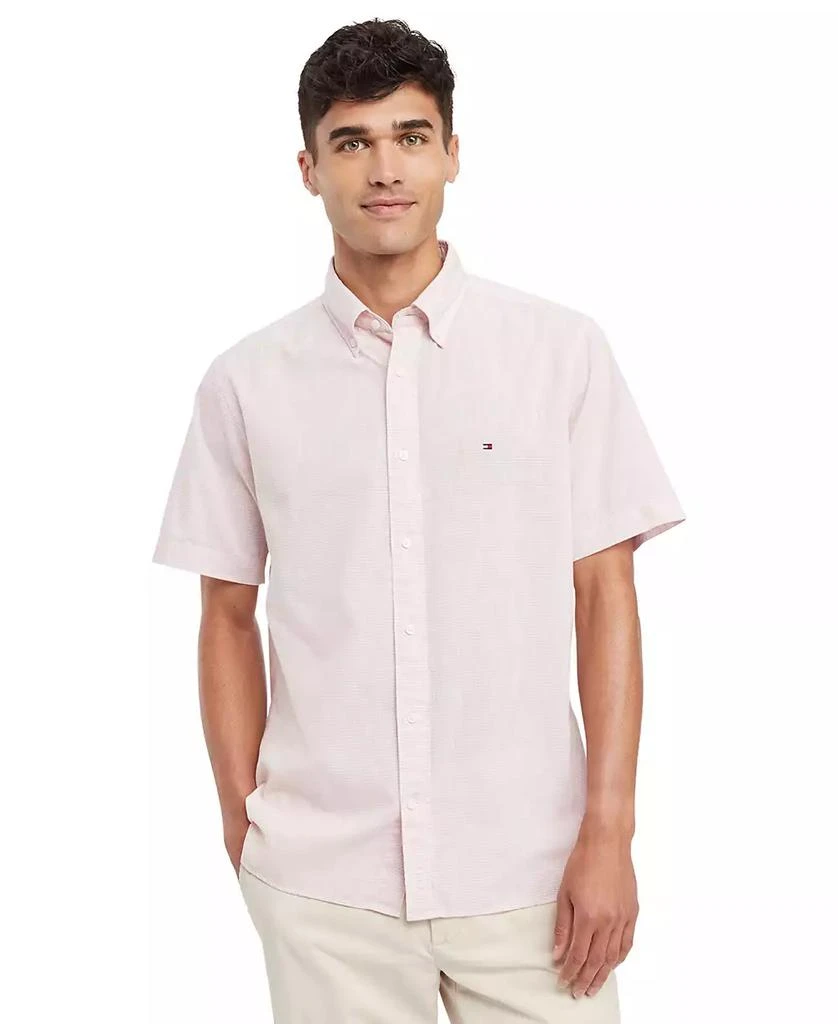 Tommy Hilfiger Men's Textured Short Sleeve Button-Down Shirt 1