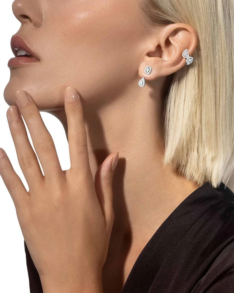 Messika 18K White Gold My Twin Diamond Pear
Emerald Cut Toi
Mois Halo Adjustable Front to Back Drop Earrings 2