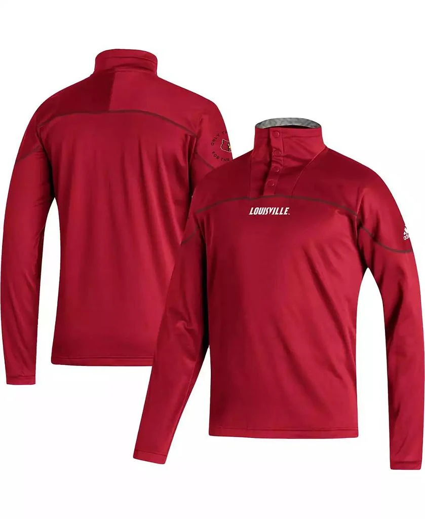 Adidas Men's Red Louisville Cardinals AEROREADY Knit Quarter-Snap Jacket 1