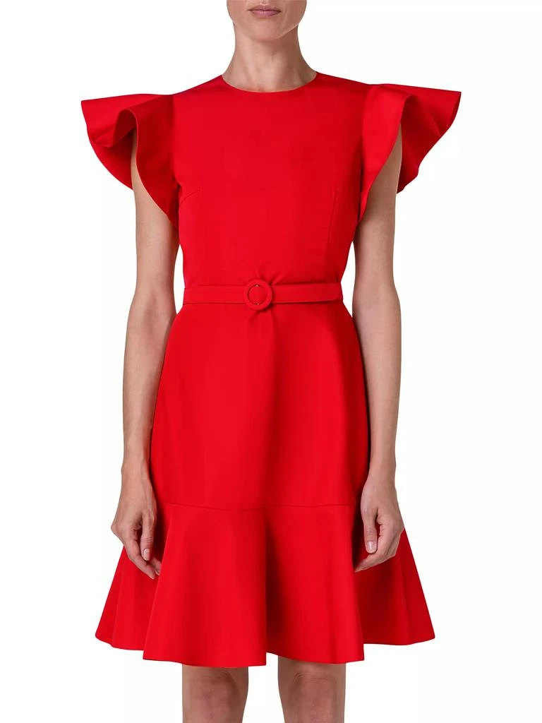 Akris Cotton-Blend Belted Short-Sleeve Mini-Dress 3