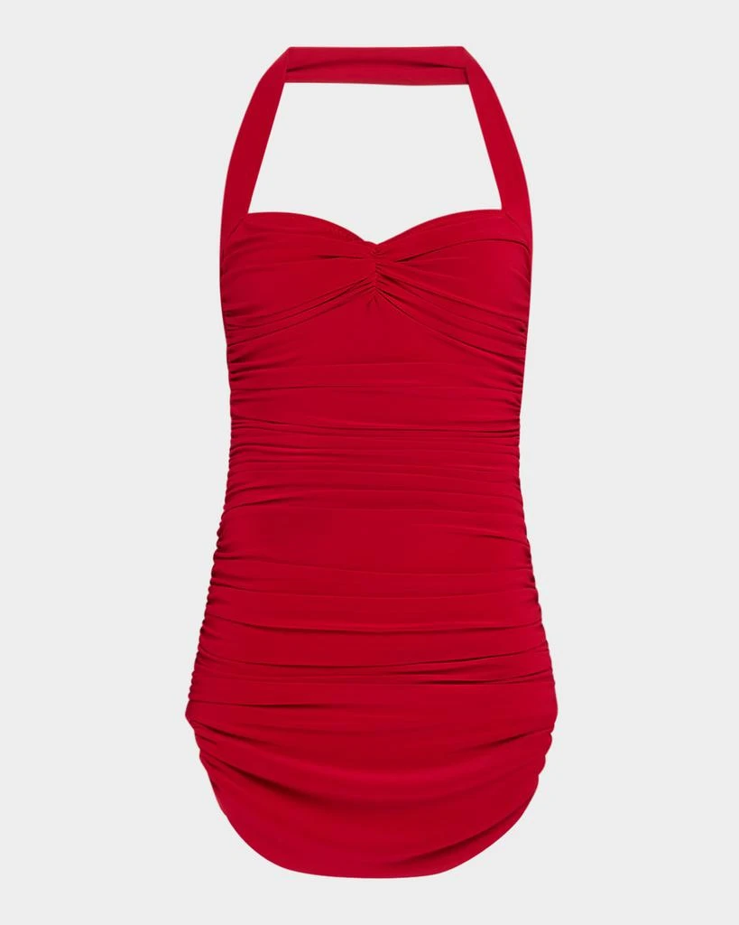 Norma Kamali Bill Shirred Halter One-Piece Swimsuit 1