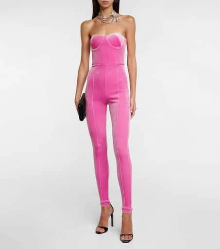 Alex Perry Strapless velvet jumpsuit 2