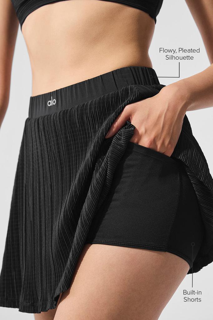 Alo Micro Plisse Tennis Skirt - Black