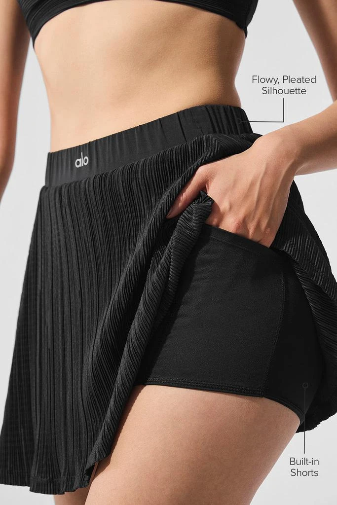 Alo Micro Plisse Tennis Skirt - Black 2