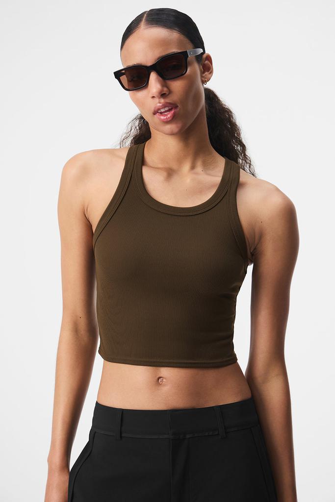Alo Goddess Ribbed Go-To Tank - Espresso - Lingerie - Compare