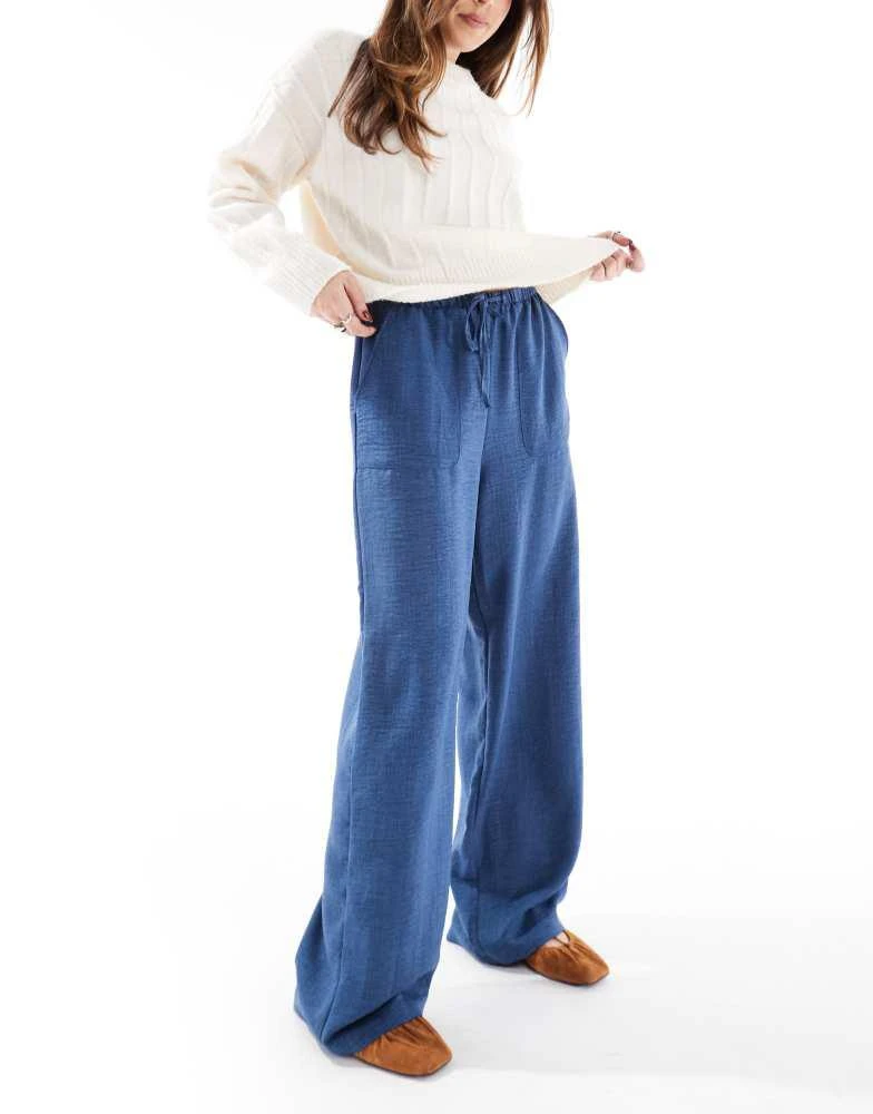 VERO MODA Vero Moda lightweight tie waist trousers in dark denim 1