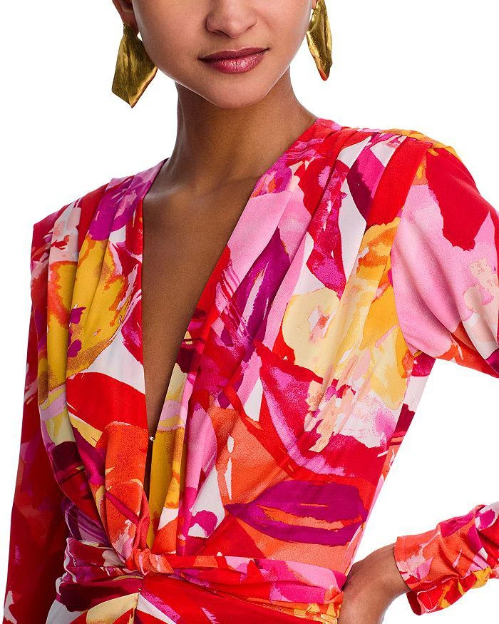 AQUA Abstract Floral Wrap Dress - Exclusive 2