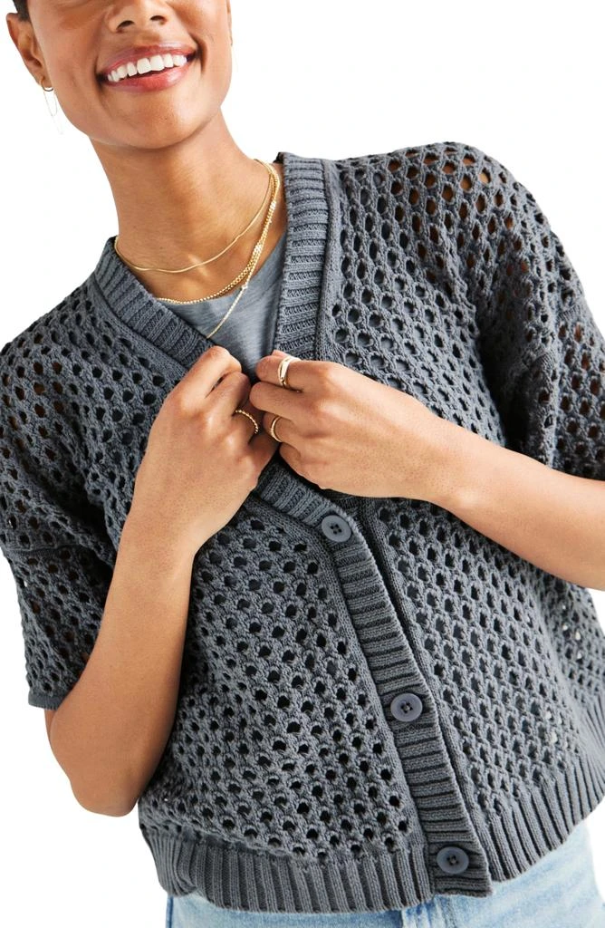 Splendid Nova Short Sleeve Cotton Pointelle Cardigan 4