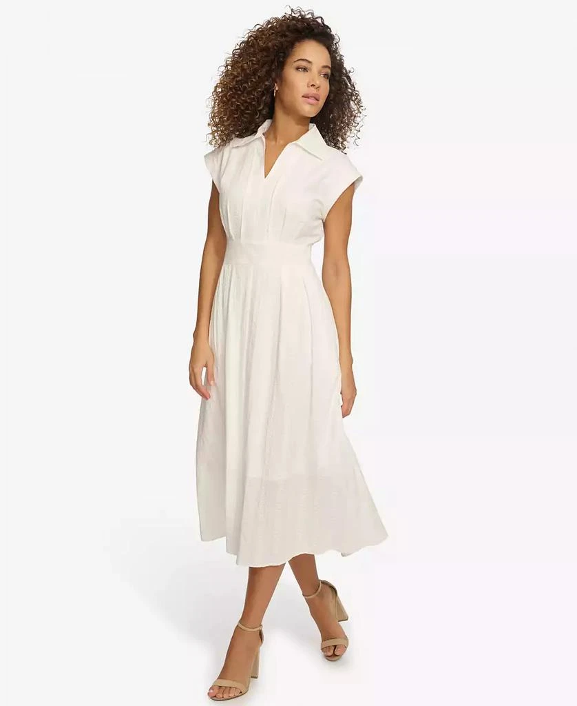 Kensie Women's Textured-Stripe Collared Midi Dress 3
