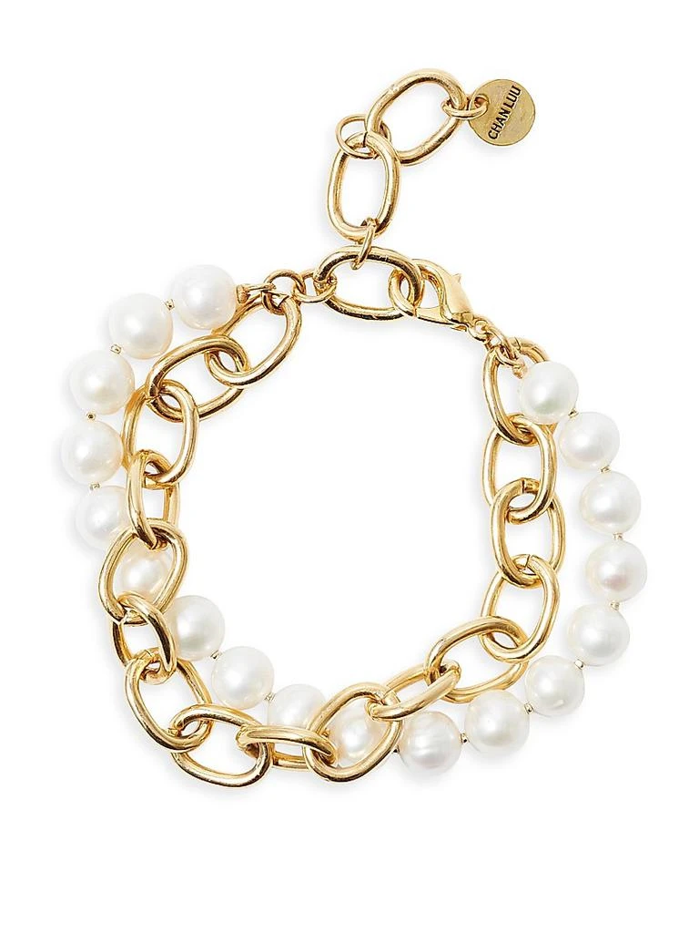 Chan Luu 18K-Gold-Plated & Turquoise Two-Strand Chain Bracelet 1