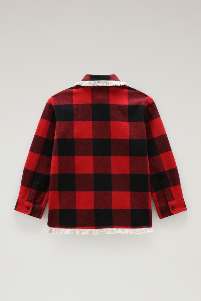 Woolrich Girls' Flannel Buffalo Check Overshirt with Fringe - Girls - Red