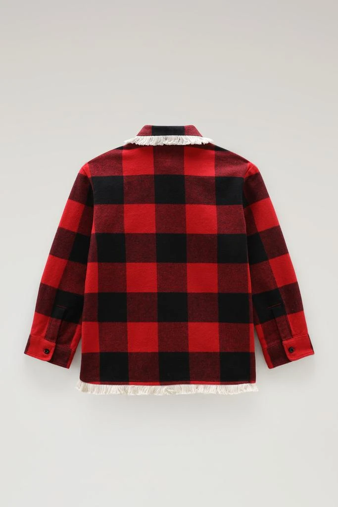 Woolrich Girls' Flannel Buffalo Check Overshirt with Fringe - Girls - Red 2