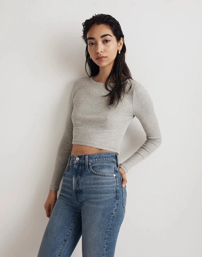 Madewell Fine Ribbed Supercrop Crewneck Long-Sleeve Tee 2