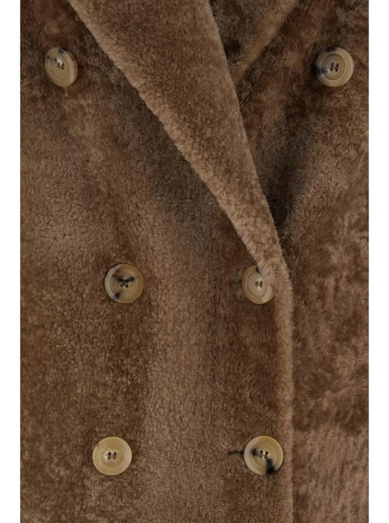 BLANCHA Brown Double-Breasted Shearling Coat With Peak Revers In Fur Woman 3