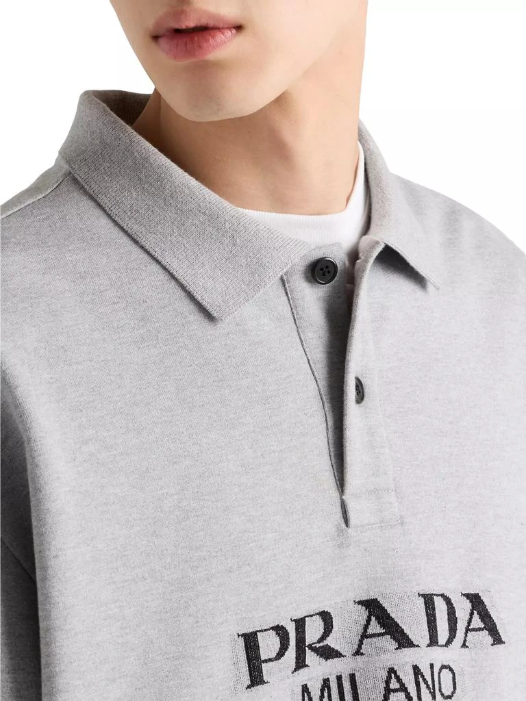 Prada Long-Sleeved Cotton Polo Shirt 5